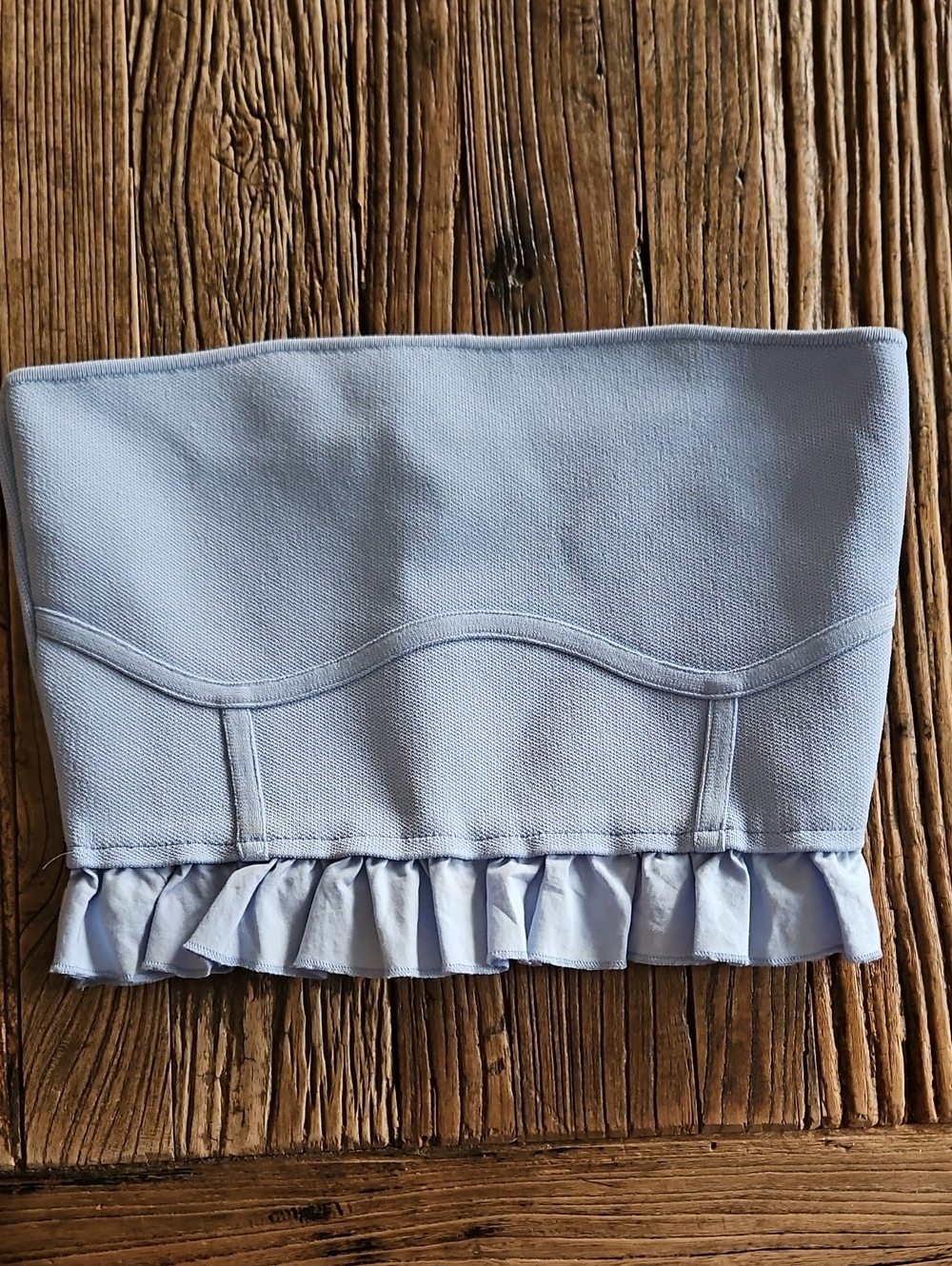 Zara Light Blue Ruffle-Trim Tube Top